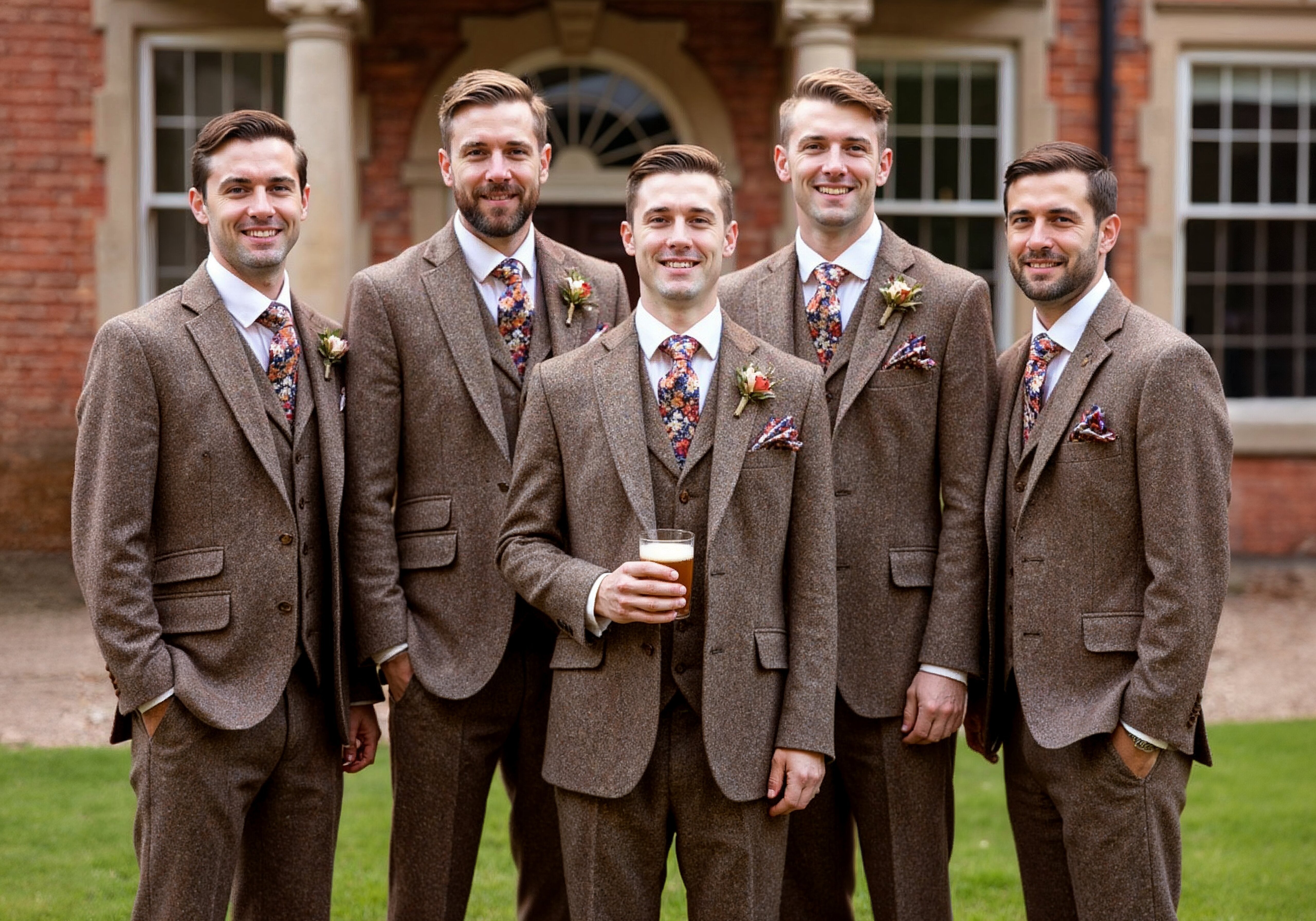 tweed suit hire group shot