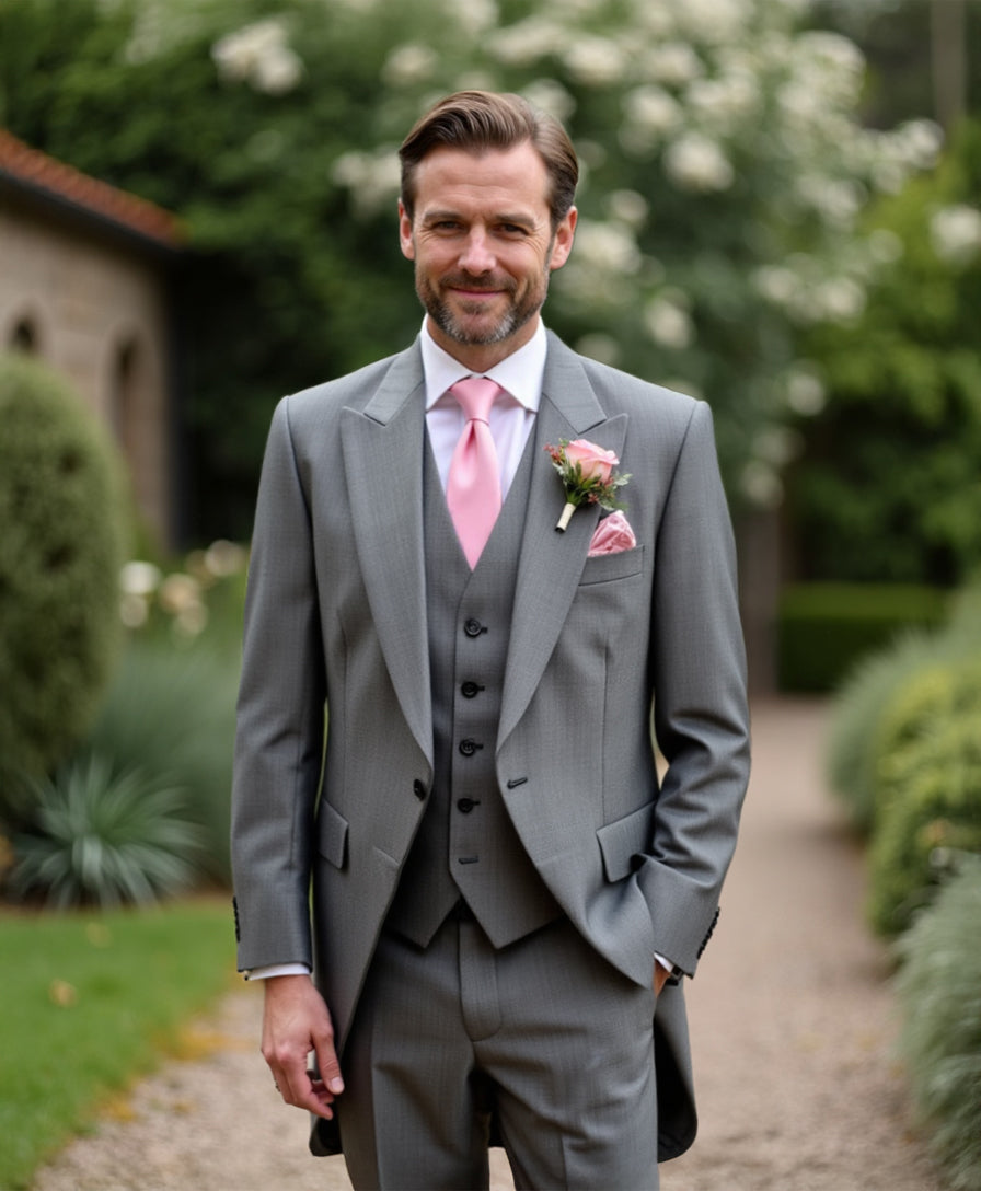 Silver Mohair Morning Suit Hire Package - Black Tie