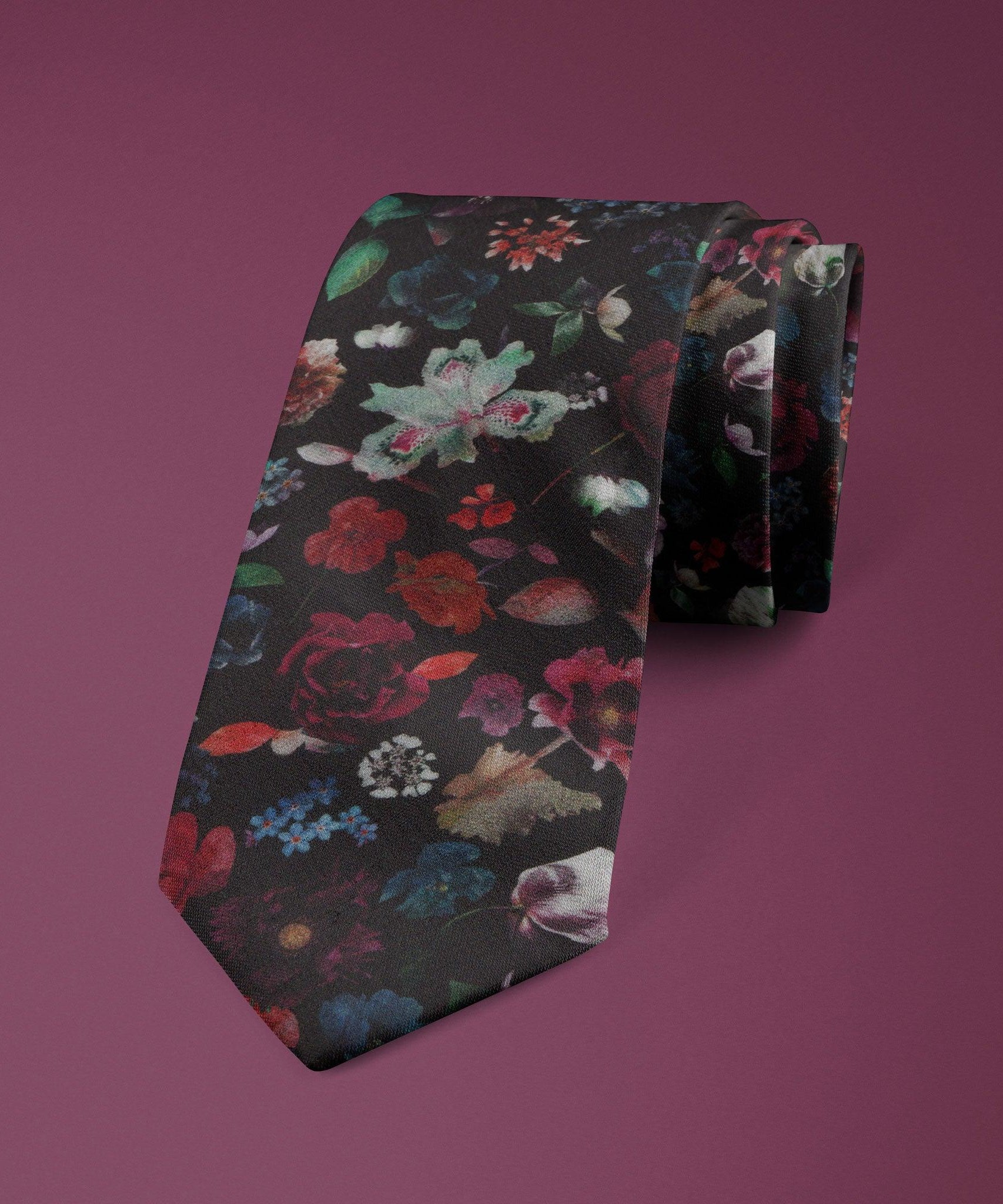 Floral Edit Maroon - Black Tie