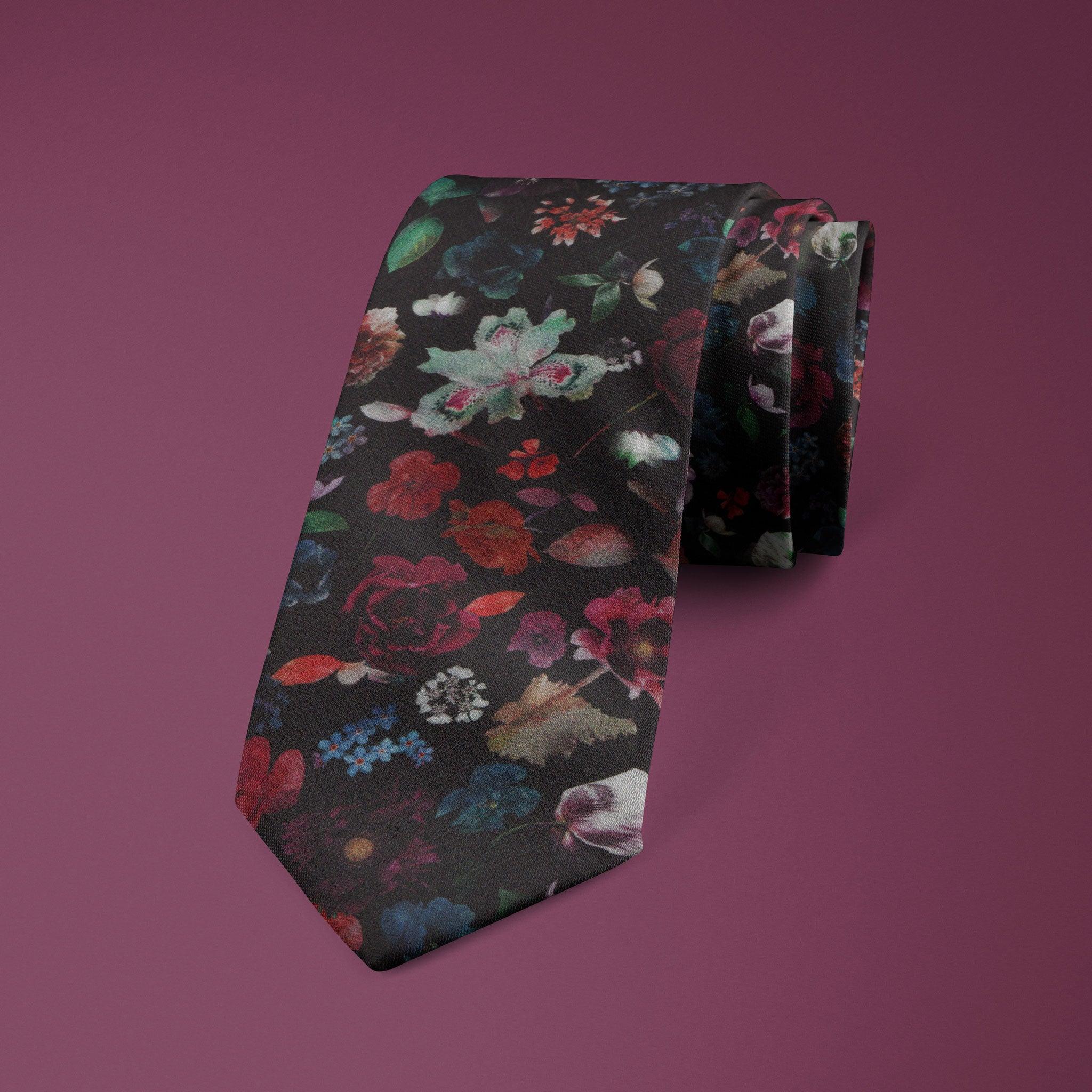 Floral Edit Maroon - Black Tie