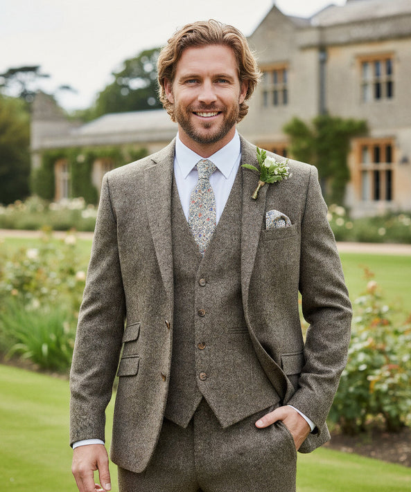 Grooms Suits Green Heritage Brown Tweed Suit Wedding Suit Hire Berkshire, Hampshire, Surrey Beyond Black Tie Grooms Suits Green Heritage Brown Tweed Suit Wedding Suit Hire Berkshire, Hampshire, Surrey Beyond Black Tie