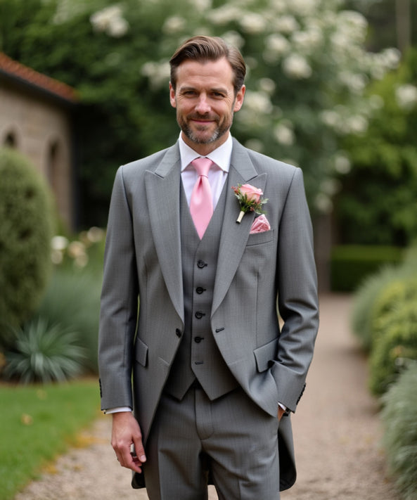 Silver Mohair Morning Suit Hire Package - Black Tie 