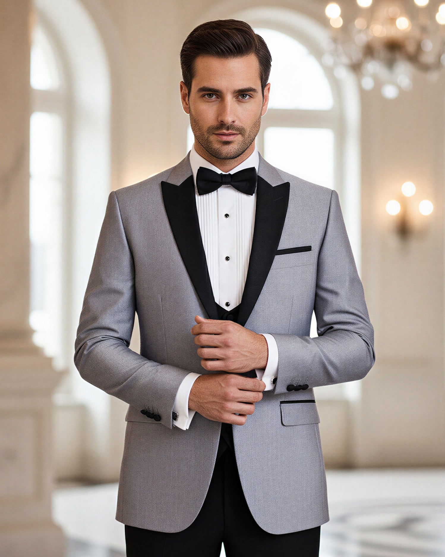 silver black tie dress