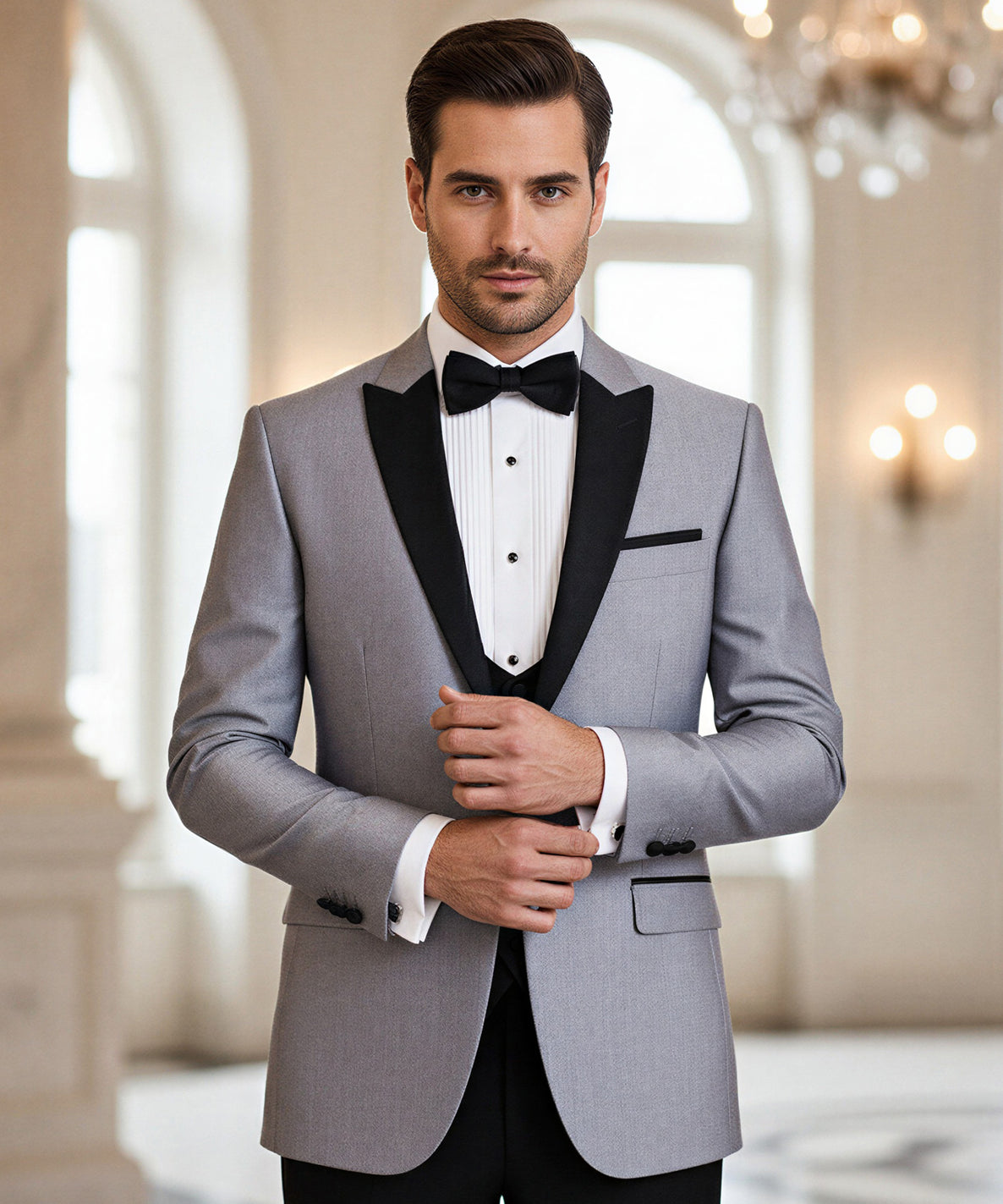 Silver Dinner Suit Hire Package Black Tie Silver Dinner Suit Hire Package Black Tie