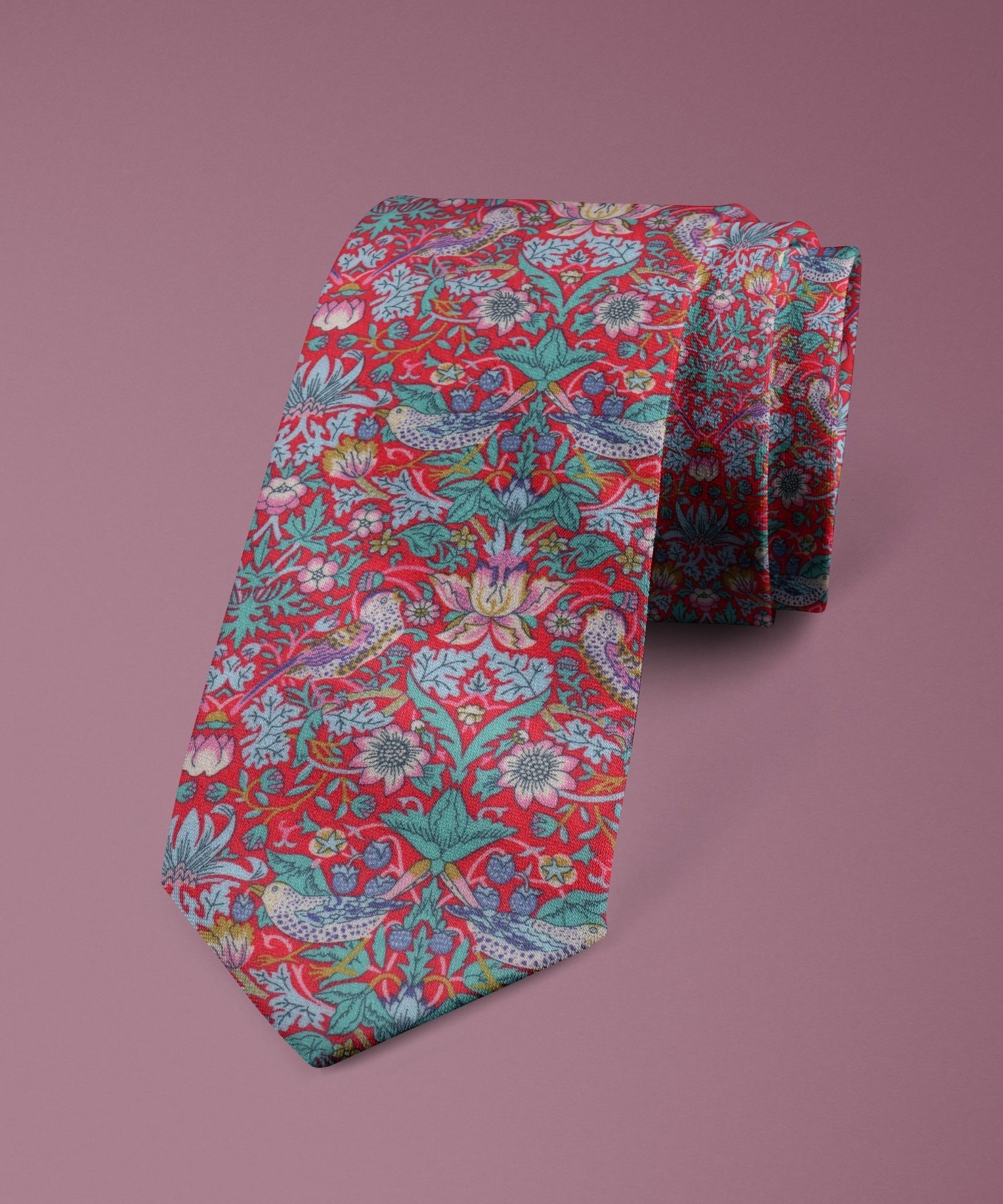 Strawberry Thief Red - Black Tie Menswear