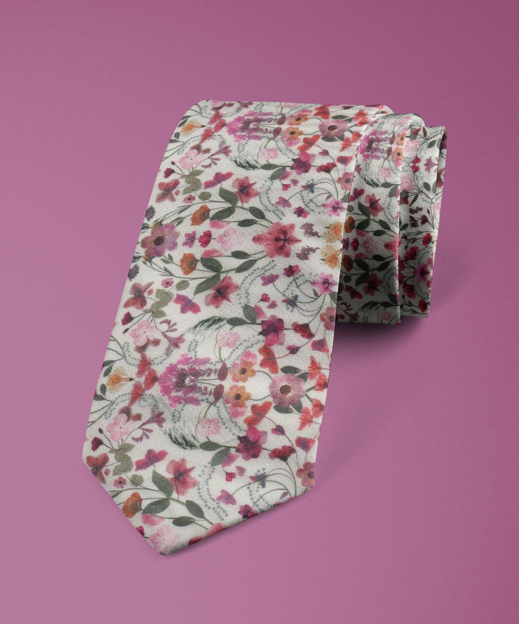 Aurora Ivory Tie Made With Liberty Fabric - Black Tie Crowthorne