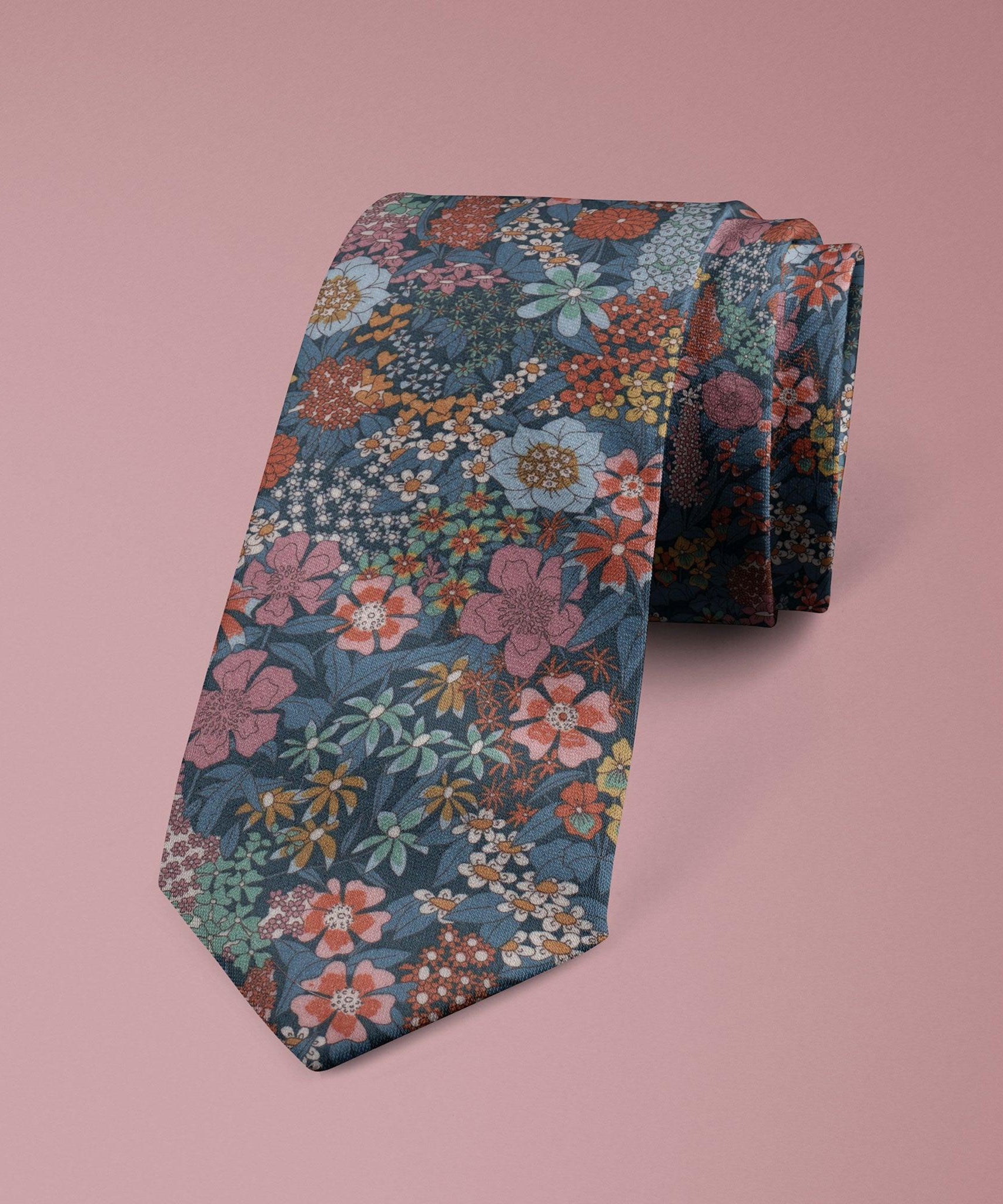 Ciara Blue Tie Made With Liberty Fabric - Black Tie Crowthorne